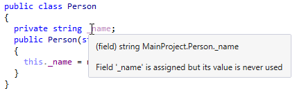 ReSharper detects unused field