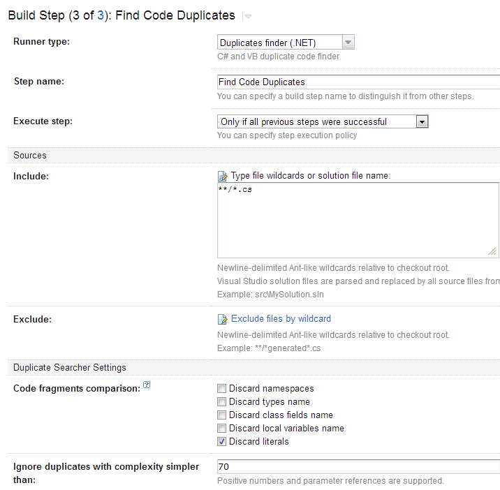 Duplicate analysis on TeamCity