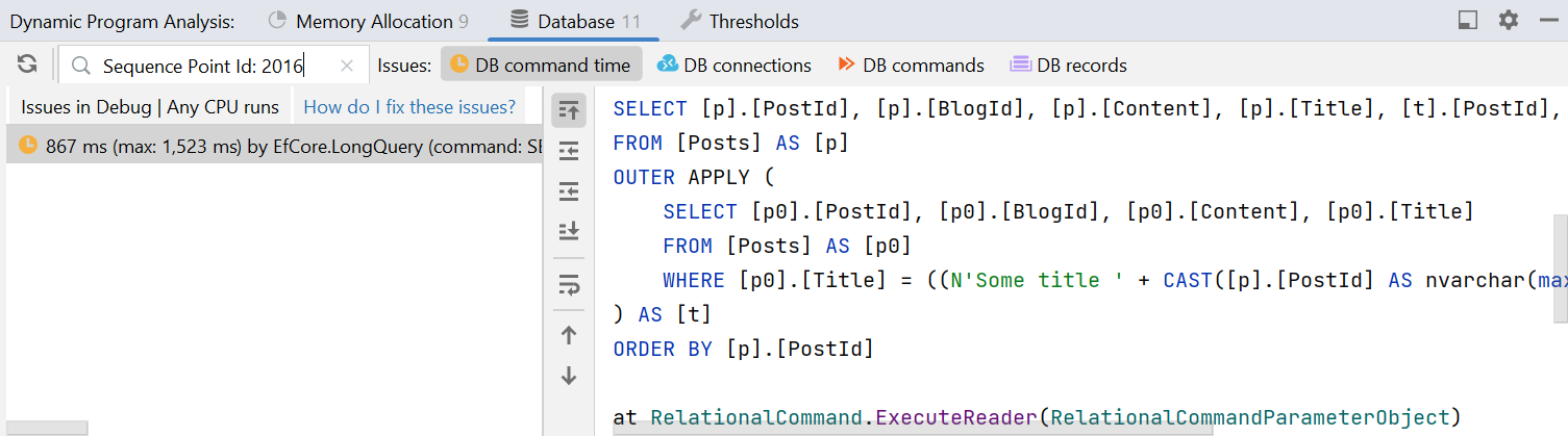 DPA get SQL query