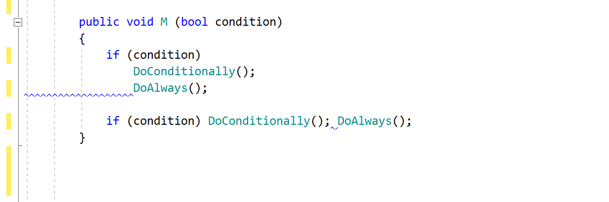 ReSharper code inspection: Incorrect indent (around child statement)