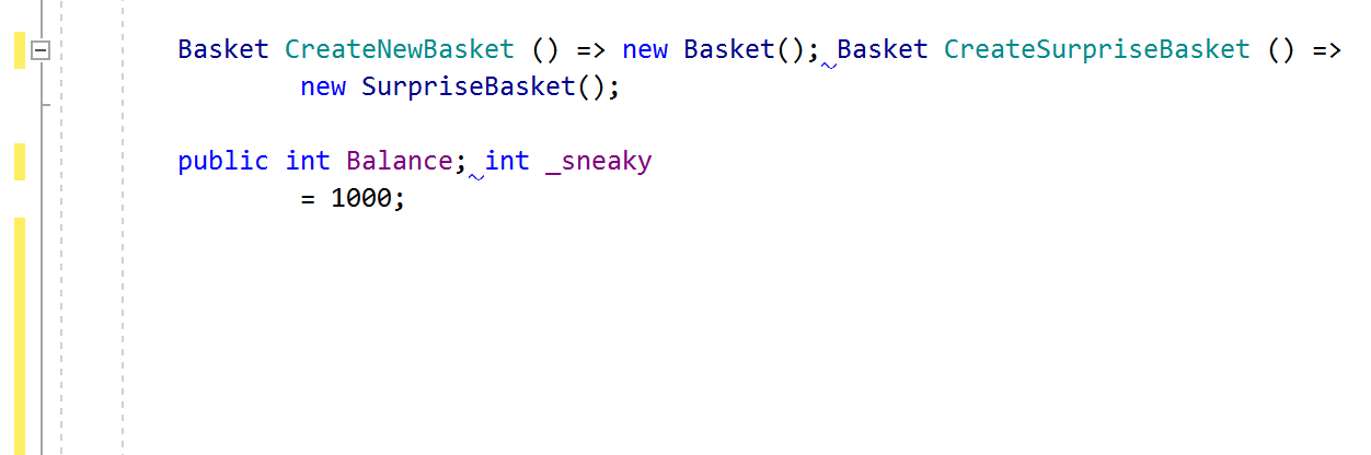 ReSharper code inspection: Incorrect line breaks (multiple type members on one line)