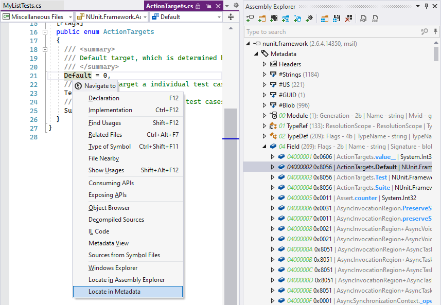 Exploring assembly metadata with ReSharper