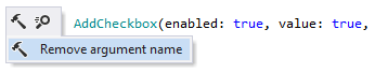 Context action to add or remove argument names