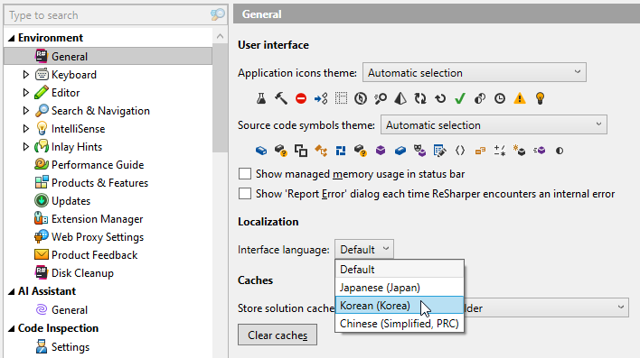 ReSharper: Changing UI language