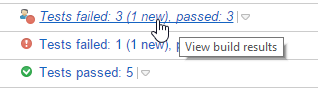 Failed tests in the TeamCity web interface