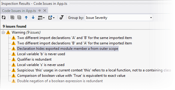 ReSharper: Inspecting TypeScript issues in specific scope