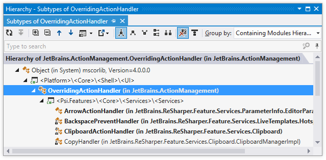 Viewing type hierarchy