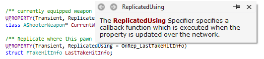 ReSharper: Quick documentation for Unreal Engine reflection specifiers