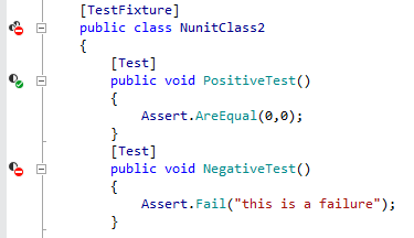 ReSharper shows different indicators for unit tests in the editor