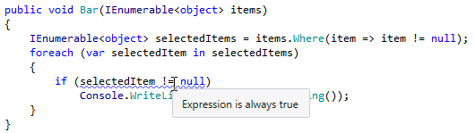 Redundant nullability check for collection item