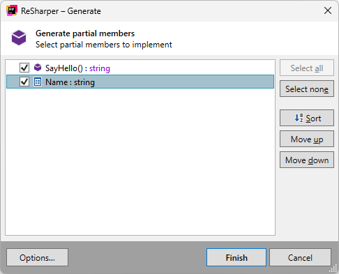 ReSharper: Generating partial members