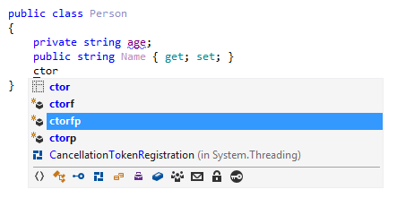 ReSharper: IntelliSense for generating constructors.