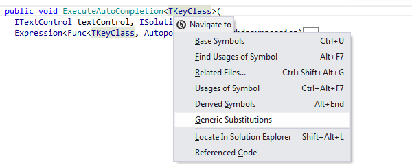 Navigating to substitutions of generics