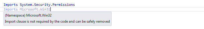 ReSharper: Remove redundant imports in Visual Basic ReSharper: Remove redundant imports in Visual Basic