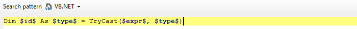 ReSharper: 'Search with Pattern' in VB.NET