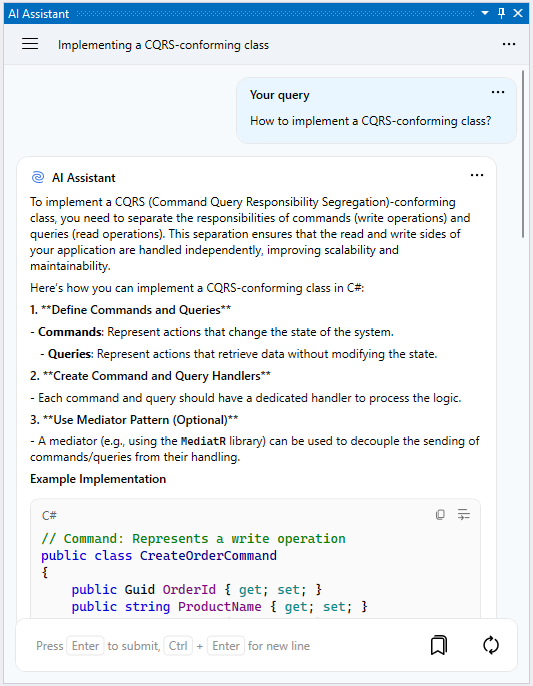 ReSharper: Asking AI Assistant programming-related questions