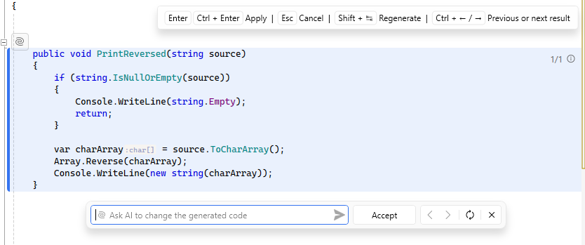 ReSharper: Implementing method with AI Assistant