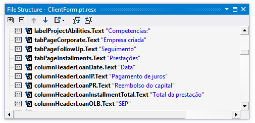 File structure for a .RESX file