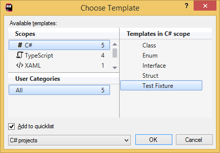 Creating unit tests with ReSharper