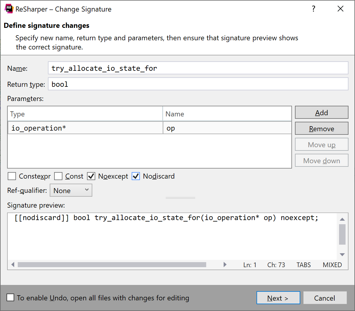 Changing signature of a C++ function