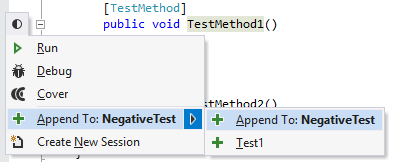 dotCover: appending tests to a test session