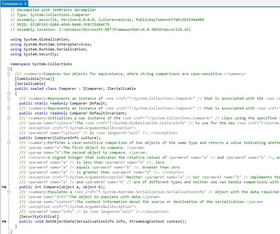 dotPeek: Metadata view of a library symbol