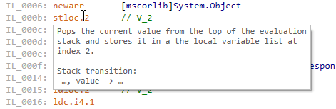 Details of IL instruction in a tooltip