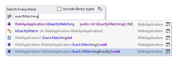 ReSharper: Fuzzy matching search items