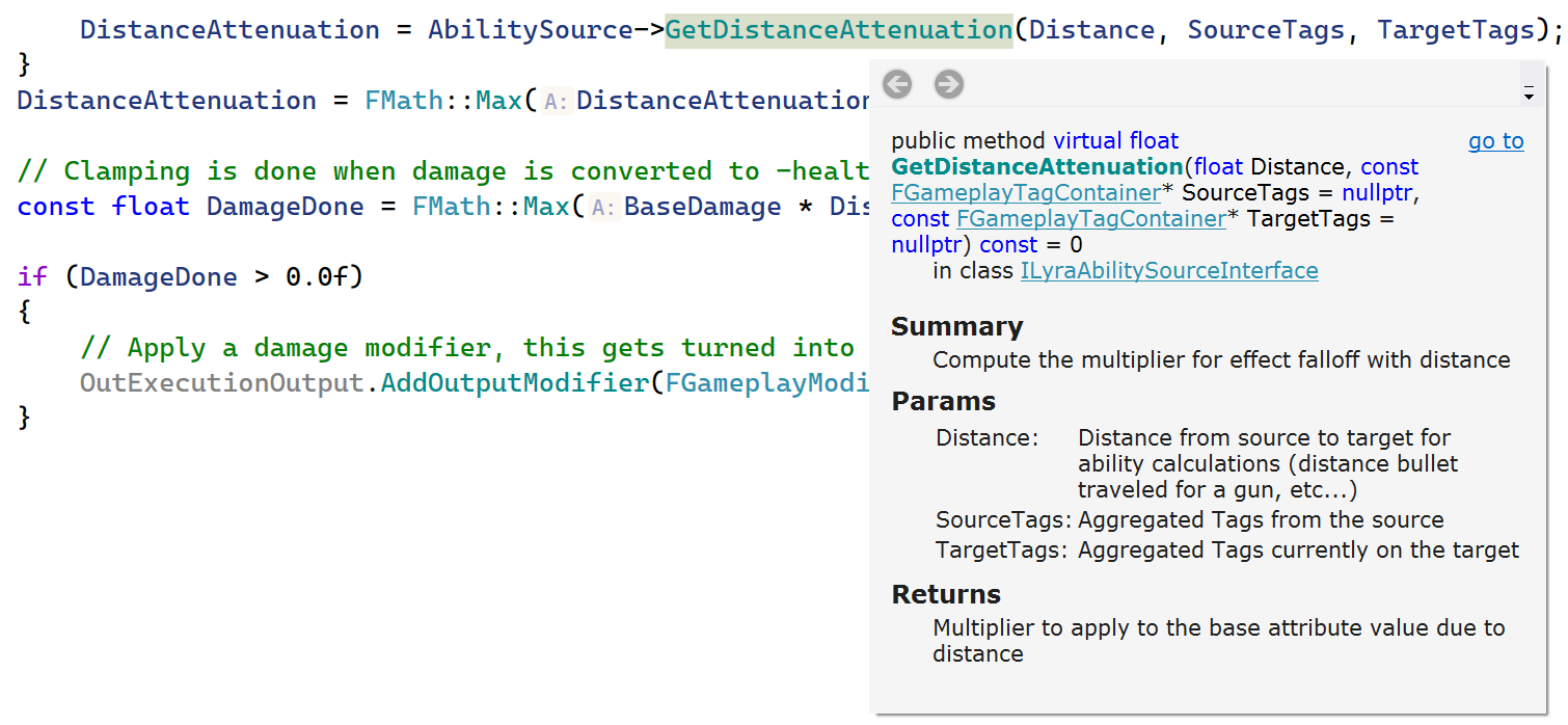 Doxygen comments in Quick Documentation