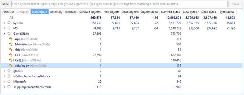 T2 Snapshot Comparison Namespace