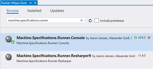 Installing MSpec via NuGet