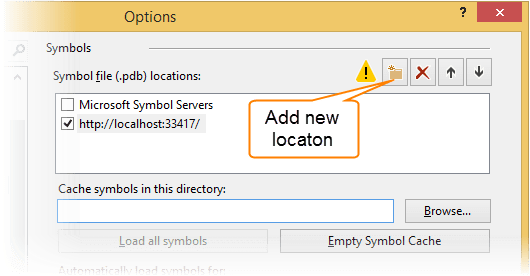 Debugging symbols options in Visual Studio