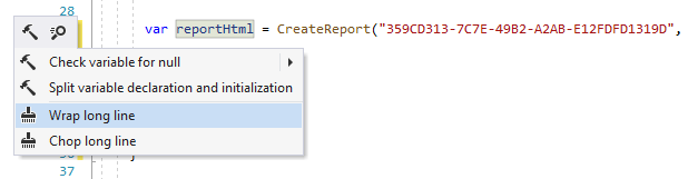 ReSharper: Wrap and chop long lines