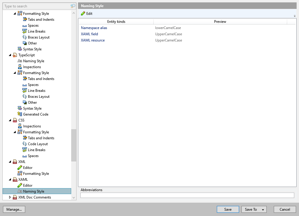 ReSharper options: Code Editing | XAML | Naming Style ReSharper options: Code Editing | XAML | Naming Style