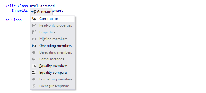 ReSharper: Generate members in VB.NET ReSharper: Generate members in VB.NET