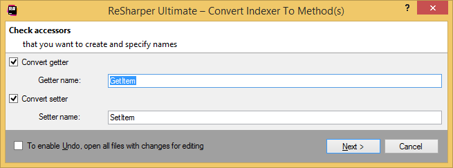 ReSharper refactorings: Convert indexer to method ReSharper refactorings: Convert indexer to method
