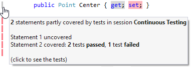 dotCover: 複数のテストによるカバレッジのハイライト dotCover: Coverage highlighting by multiple tests
