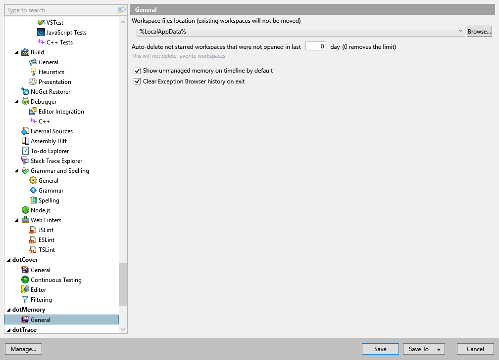 dotMemory options: dotMemory | General dotMemory options: dotMemory | General