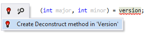 ReSharper: クイックフィックスで Deconstruct メソッドを生成する ReSharper: Generating the Deconstruct method with a quick-fix
