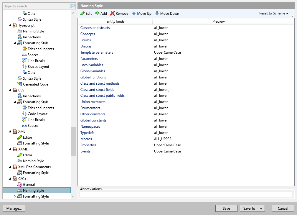 ReSharper options: Code Editing | C++ | Naming Style ReSharper options: Code Editing | C++ | Naming Style