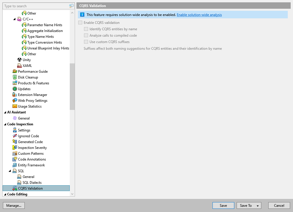 ReSharper options: Code Inspection | CQRS Validation ReSharper options: Code Inspection | CQRS Validation