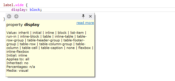 ReSharper：CSS 中的快速文档