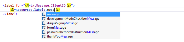 ReSharper：ASP.NET 中的代码补全