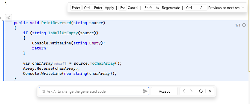 ReSharper：使用 AI 助手实现方法