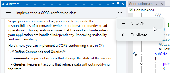 ReSharper：创建新的 AI 助手聊天
