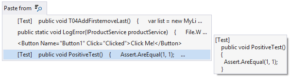 ReSharper：从剪贴板历史中粘贴项目