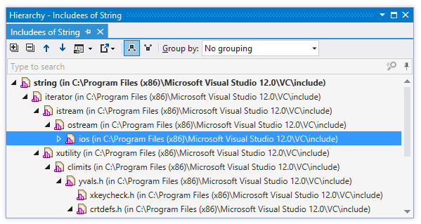 C++ 包含的层次结构