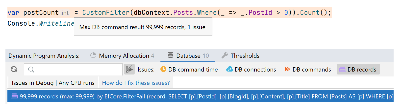 数据库记录 IEnumerable