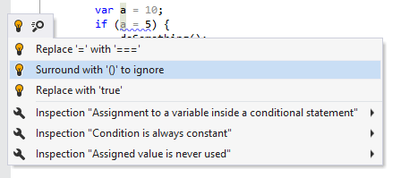 ReSharper: Ignoring assignment in condition ReSharper: Ignoring assignment in condition