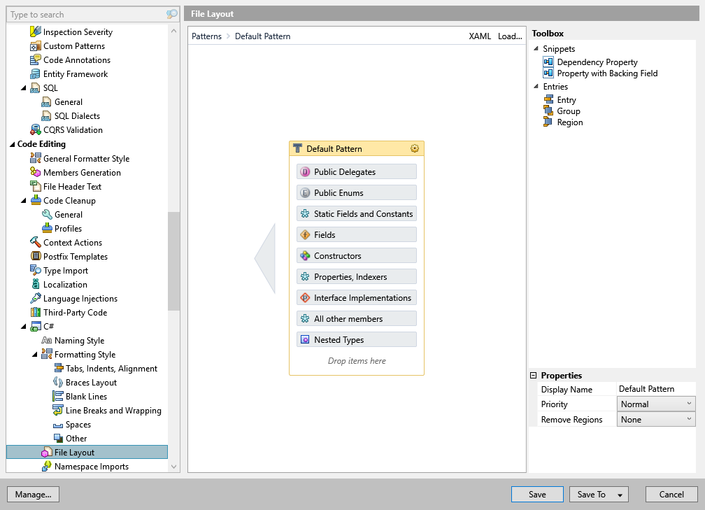 ReSharper options: Code Editing | C# | File Layout ReSharper options: Code Editing | C# | File Layout